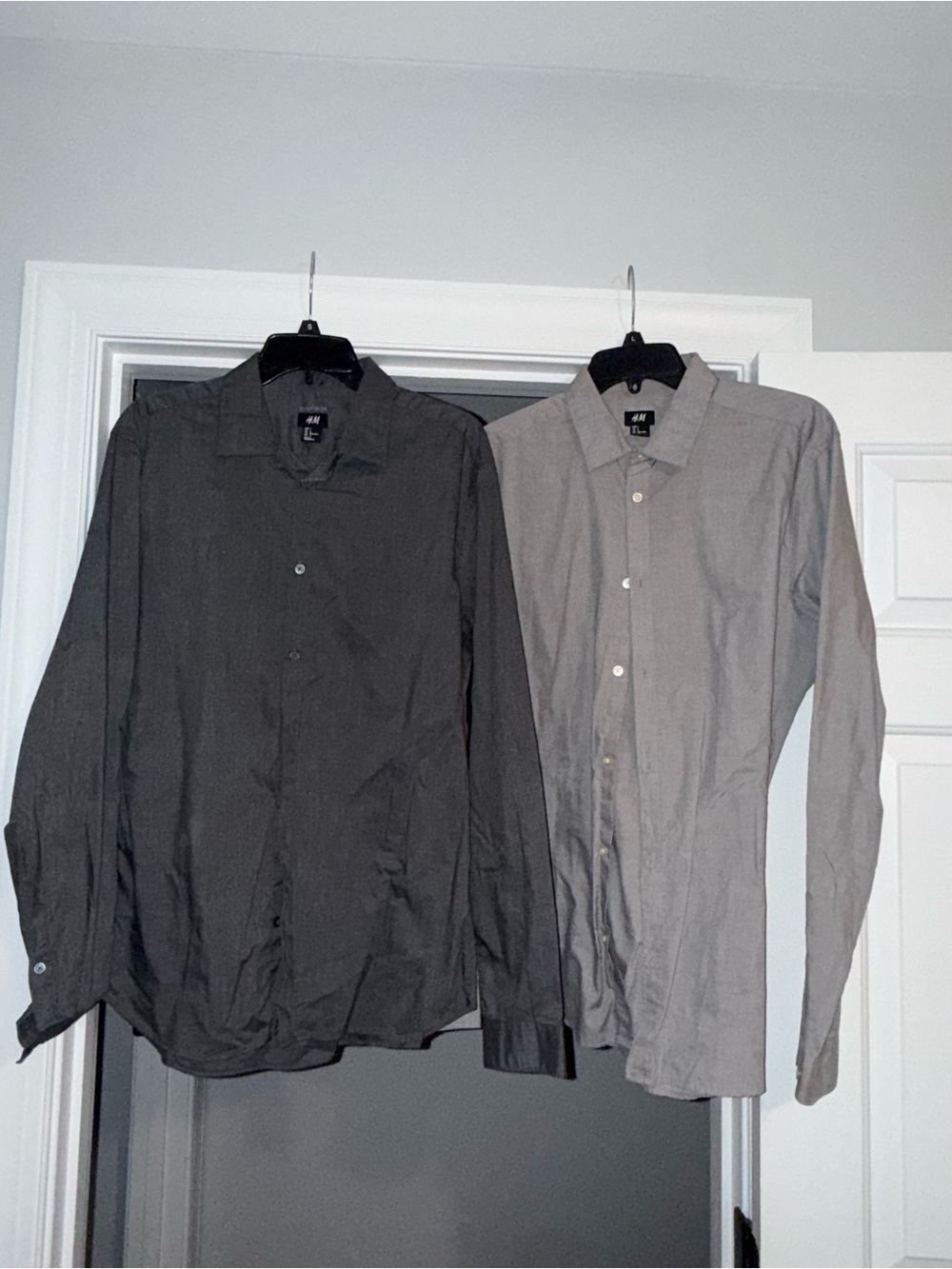 H&M Men's Button-Up Shirts in Charcoal and Light Gray